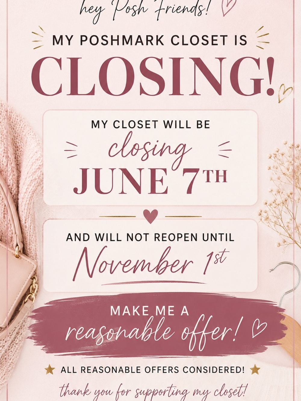 Closet closing for the summer